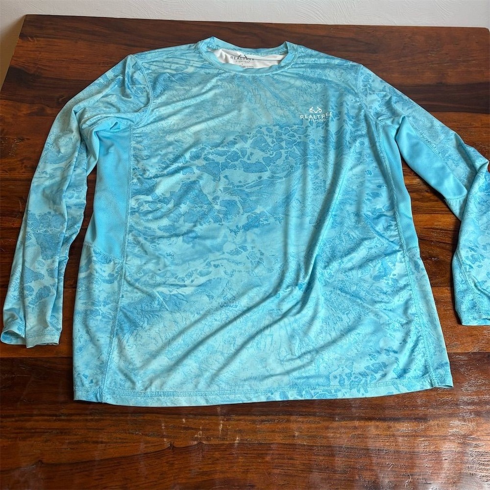Realtree Men's‎ Blue Long Sleeve Fishing Performance Shirt Size L